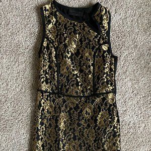 Derek Lam Gold Lace Black Sheath Dress - SZ 4